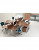 Scrivania Workstation a L con gambe a T da cm. 160 con cassettiera