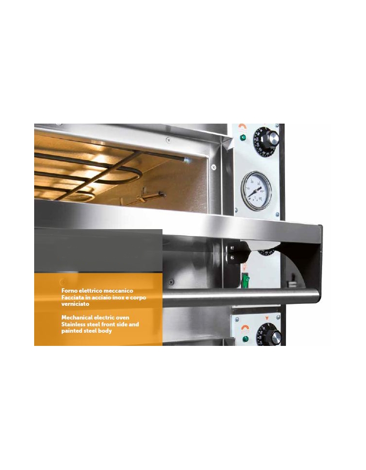 Forno per pizzeria elettrico professionale da 4 pizze - Camera cm 66x66x14h