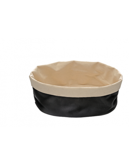 Cesto pane cotone rotondo - colore beige-nero -  cm 20x15x7h