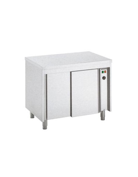 Tavolo armadiato tamburato caldo inox cm. 120x60x85/90h