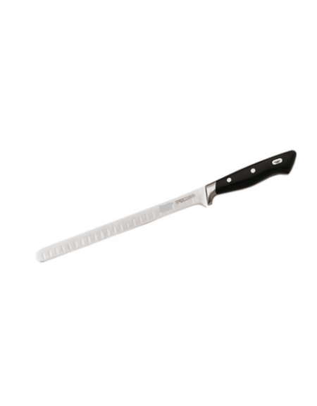 Coltello prosciutto alveolato in acciaio inox con manico POM - cm 26 - colore nero