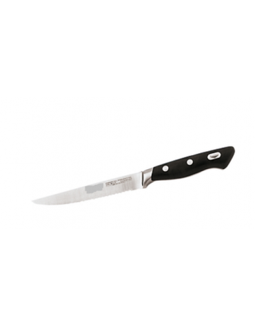 Coltello bistecca, lama seghettata in acciaio inox con manico POM - cm 20 - colore nero