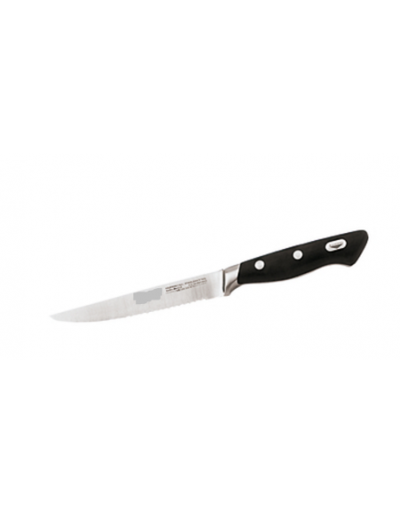 Coltello bistecca, lama seghettata in acciaio inox con manico in speciale  materiale plastico colore nero - cm 12 