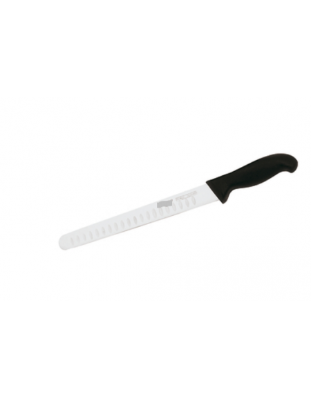 Coltello prosciutto alveolato in acciaio inox con manico PP - cm 25 - colore nero