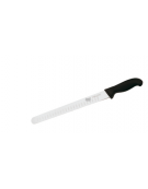 Coltello prosciutto alveolato in acciaio inox con manico PP - cm 30 - colore nero o giallo