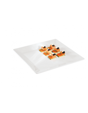 Vassoio quadrato sushi in melamina di colore bianco - cm 21x21