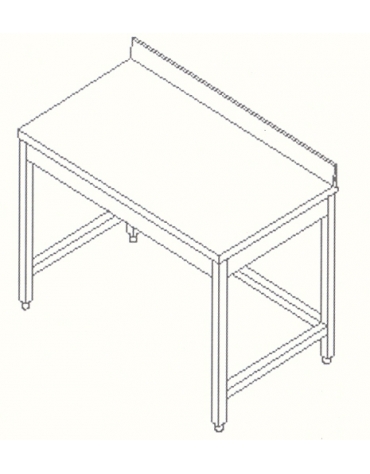 Tavolo da lavoro inox con cornice ed alzatina cm 90x70x85h