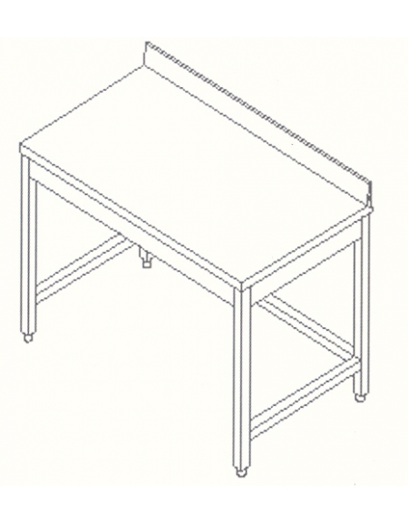 Tavolo inox con cornice e alzatina cm.  120x70x85/90h