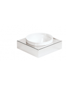 Box per ciotole in acciaio inox - colore bianco - cm 26,5x26,5x8,5h