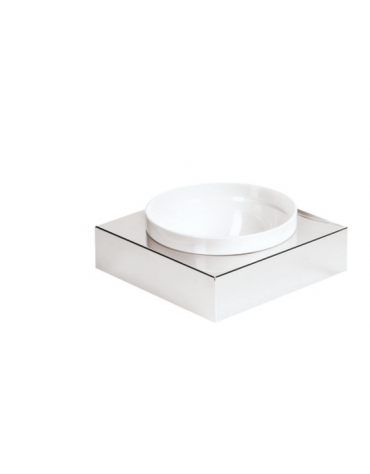 Box per ciotole in acciaio inox - colore bianco - cm 26,5x26,5x8,5h