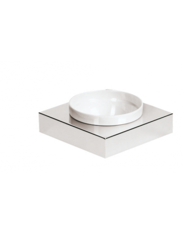 Box per ciotole in acciaio inox - colore bianco - cm 17,4x17,4x6h