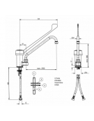 Miscelatore canna lunga, leva in plastica nera cm. 30