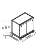 Retrobanco neutro da cm. 75 con top ed antine inox