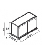 Retrobanco neutro da cm. 125 con top ed antine inox