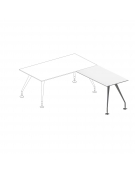 Allungo scrivania dir. - pi. in cristallo bianco extra - gambe verniciate - cm 100x65x74h