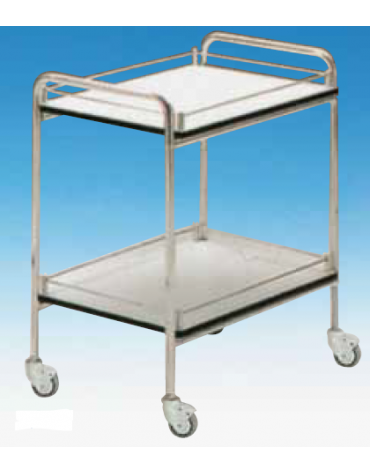 Carrello ospedaliero con corpo e maniglie in alluminio  - con spondine - medio - cm 70x50x78h