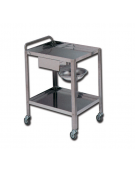 Carrello per medicazioni inox, 2 ripiani, 1 cassetto, catino e portacatino - cm 70x50x85h