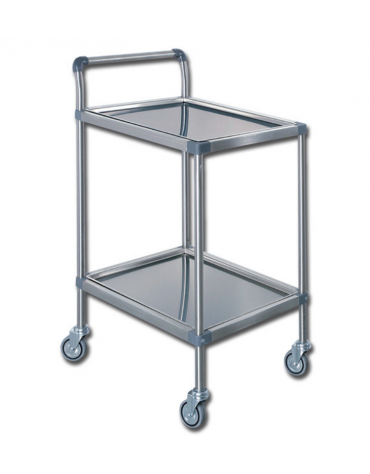 Carrello medicazione Plus in acciaio inox, con vassoi removibili - cm 61x43x78h