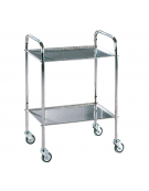 Carrello medicazione in acciaio INOX montato su rotelle Ø 80 mm. - cm 60x40x80h