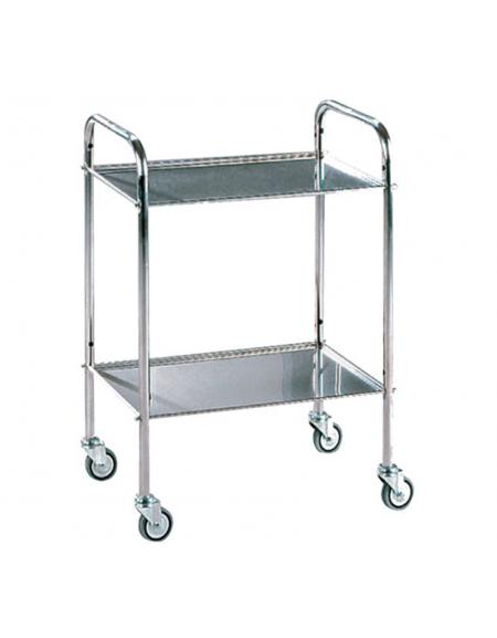 Carrello medicazione in acciaio INOX montato su rotelle Ø 80 mm. - cm 70x50x80h