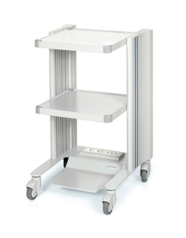 Carrello ospedaliero h 79 cm, con 3 ripiani di 40 x 36 cm e 4 prese elettriche - cm 50x45x79h