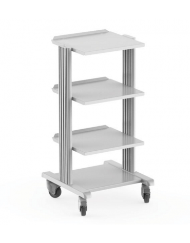 Carrello ospedaliero con struttura in alluminio cm 90h - 4 ripiani cm 40x36 - 4 rotelle