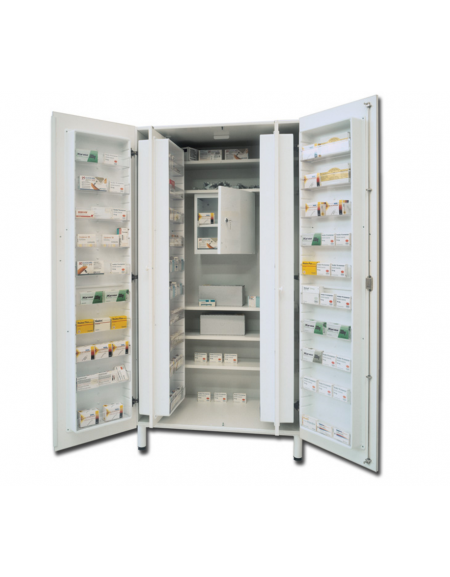 Armadio portafarmaci in melamina - colore bianco, 48 scomparti - 5 ripiani regolabili - cm 100x60x195h