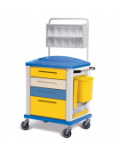 Carrello medicazione in acciaio verniciato e finiture esterne in plastica - 4 cassetti - 4 ruote in gomma - cm 82x64x100h