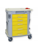 Carrello emergenza amagnetico, colore  giallo, 5 cassetti con ruote amagnetiche, senza sistema di blocco - cm 77,5x71x92h