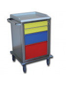 Carrello ospedaliero modulare in acciaio inox - struttura autoportante e monoblocco - 2+ 1 + 1 cassetti - cm 67x63x104h