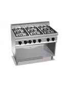 Cucina a gas 6 fuochi MEDIA POTENZA con forno a gas GN 2/1 - cm 120x70x85/90h