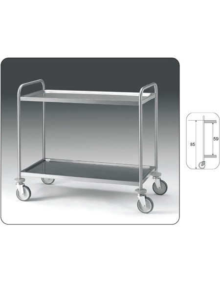 Carrello inox con N° 2 Piani stampati -cm 89x59x95h