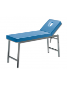 Lettino da visita medica classico - cromato - colore blu - schienale con foro - cm 180x57x73h