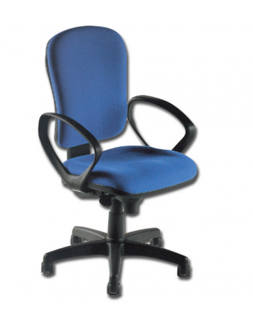 Sedia in tessuto blu - base rotante a rotelle, braccioli ergonomici - cm 58x44x90/107h