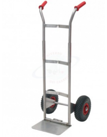 Carrello pieghevole inox - 2 ruote pneumatiche cerchio nylon Ø cm 26 cm 49x56x120h