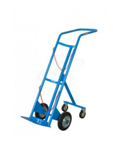 Carrello portabombole monoposto lt.40/50 trasformabile ruote con freno 2 ruote in gomma piena Ø cm 20 - cm 44x44x125h