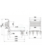 Carrello con pianale in lamiera zincata - 4 ruote (2 fisse - 2 girevoli) gomma piena Ø cm 20 - cm 70x110h