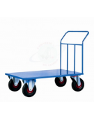 Carrello con pianale in lamiera 20/10 -  4 ruote ( 2 fisse - 2 girevoli) pneumatiche Ø cm 26 - cm 80x120