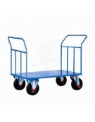 Carrello con pianale in lamiera 20/10 doppia sponda - 4 ruote (2 fisse - 2 girevoli) pneumatiche  Ø cm 26 - cm 80x120