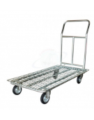 Carrello con pianale zincato in rete 4 ruote girevoli Ø cm 14 - cm 66x110 - portata Kg. 300