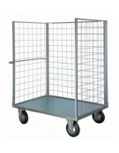 Carrello con pianale verniciato a 3 sponde - 4 ruote (2 fisse - 2 girevoli) gomma piena Ø cm 20 - cm 77,5x115x132h