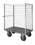 Carrello con pianale verniciato a 3 sponde  - 4 ruote girevoli pneumatiche Ø cm 26 - cm 77,5x115x132h