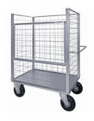 Carrello con pianale verniciato a 4 sponde - 1 ribaltabile - 4 ruote girevoli pneumatiche Ø cm 26 - cm 75x115x132h