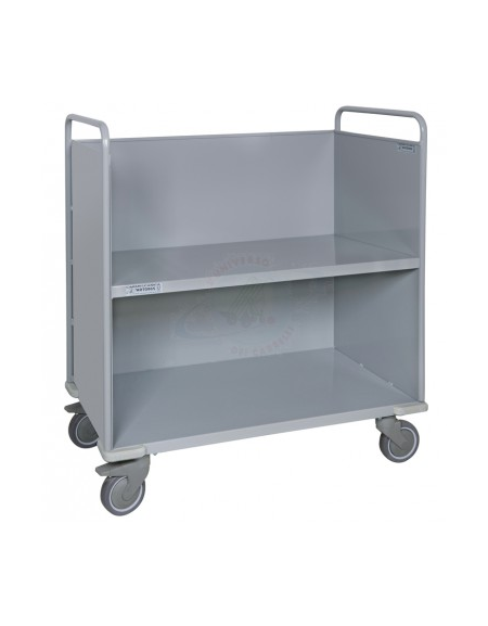 Carrello porta faldoni/fascicoli a 2 piani di cui 1 inclinato - 4 ruote gomma ad alta silenziosità Ø cm 12,5 - cm 52x85x105h