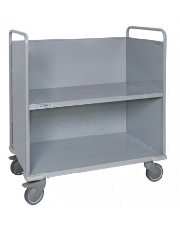 Carrello porta faldoni/fascicoli a 2 piani - 4 ruote gomma alta silenziosità Ø cm 12,5  - cm 51x95x105h