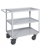 Carrello ufficio a 3 piani, lamiera 15/10 - 4 ruote girevoli gomma - 2 ruote con freno  Ø - cm 12,5 - cm 50x80x89,5h