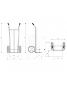 Carrello portacasse - 2 Ruote Pneumatiche nylon Ø cm 26 - cm 53x110