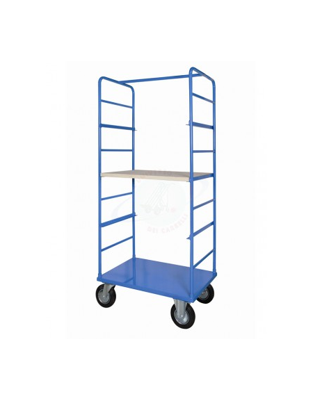 Carrello a ripiani - 4 ruote gomma piena (2 fisse 2 girevoli) Ø cm 20 - cm 60x90x180h