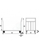 Pianale office medio - 4 ruote girevoli in gomma, 2 con freno Ø cm 12,5 - cm 50x80