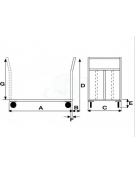 Carrello con pianale office grande - 4 ruote girevoli in gomma - Ø cm 12,5 - cm 60x90